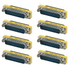 8x 25 Pin D-SUB DB25 Male to Male Mini Gender Changer Coupler M/M Gold Plated picture