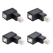 4Pcs USB 2.0 B Type Male to Female Extension Adapter Vertical Angled 480Mbps picture