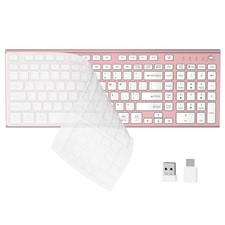 Wireless Silent Keyboard USB C Low Profile Compact Number Pad Pink Rose Gold picture