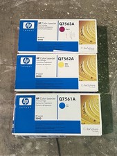 SET OF 3 NEW Genuine HP Q7561A Q7562A Q7563A Cyan Yellow Magenta Cartridge Toner picture
