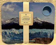 LapGear Inspiration LapDesk Blue/Black Mountain Print Cup Holder Cushion&Handle picture
