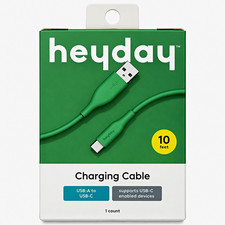 heyday USB-A to USB-C Charging Cable 10 ft Green Soft Touch Silicone picture