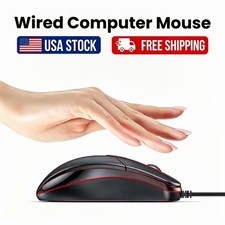 1 PCS Black Wired Mouse 3 Button Corded USB Home Office Silent and Laptop PC for picture