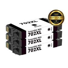3pk 702XL Black Ink Cartridges for Epson 702 Workforce WF-3720 WF-3730 WF-3733 picture
