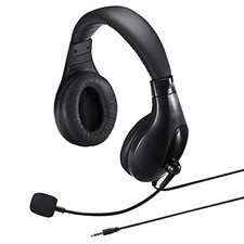Sanwa Supply Headset 3.5mm Mini Plug 4-pole Dual Ear Type Large Black MM-HS401BK picture