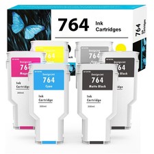 ** NEW HP Ink Cartridges | 764 | Black/Color | Compatible | 300ML | 6-Pack picture