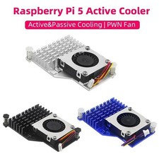 Raspberry Pi 5 Active Cooler Aluminum Heatsink PWM Fan Black Silver Blue picture