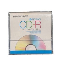 Memorex CD-R 10 pk 52x 700 mbps 80 minute blank CD with Cases NEW  picture