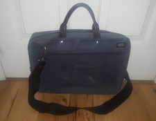 Jack Spade Waxed Cotton Slim Briefcase gray blue shoulder strap men's   picture