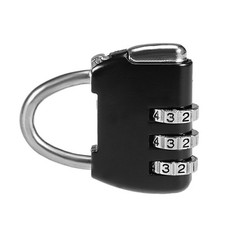 3 Digit Combination Padlock, 3.5mm Shackle, Zinc Alloy Padlock In Black picture