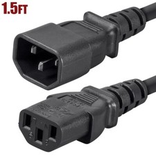 1.5FT 16/3 Power Cable Extension Cord IEC 60320 C14 Male to C13 Female 13A 125V picture