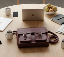 Burgundy Leather Messenger Bag Men 15