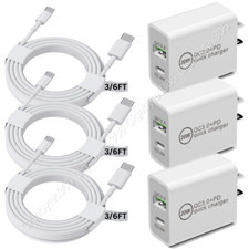 3X 20W PD QC Plug Power Adapter USB C Fast Charger Cable Lot For Android Samsung picture