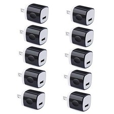 Wall Adapter 10 Pack, 1A 5V Single Port Charger Power USB Plug Charging Black picture