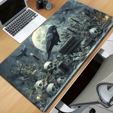 A Gothic Raven Design Gaming Mouse Pad- Large Desk Pad with Moonlight Raven an picture