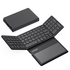 GEODMAER Foldable Bluetooth Keyboard, Portable Full Size Folding Black picture