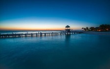 Landscape nature beach sunset walkway tropical sea palm Custom Gaming Mat Desk picture