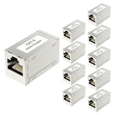 VCELINK RJ45 Cat6 Coupler Shielded 10-Pack, Ethernet Cable Small, silver  picture