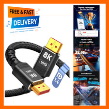 8K DisplayPort Cable 1.4 VESA Certified 15ft Slim HD Audio Video High Refresh picture