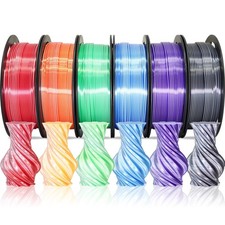 Dual Color 1.75mm 3D Printer Filament Silk PLA 6 Spools Pack 250g Each White picture