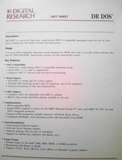 1988 DR DOS Fact Sheet by Digital Research, for OEMs using Intel microprocessors picture