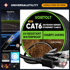 100ft Cat 6 Outdoor Ethernet Cable - 10Gbps Waterproof Direct Burial, UV Jacket, picture