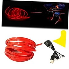 16.4ft EL Wire Car Interior Light, USB-Powered 6mm Flexible Bendable Car 5M Red picture