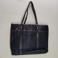 Targus Deluxe Large Leather & Canvas Black Laptop Document Business Bag picture