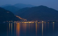 Landscape lake village mountains city lights Custom Gaming Mat Desk picture