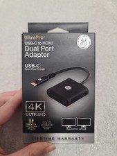 NEW GE ULTRAPRO USB-C to Dual Port HDMI Adapter, BLACK, 4K, UltraHD picture