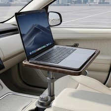 Solid Wood Car Desk for Laptop, Height-Adjustable, 360° Rotating picture