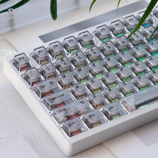 Frosted Translucent Keycaps Set, White Crystal Clear 115 Keys Cherry Profile Top picture