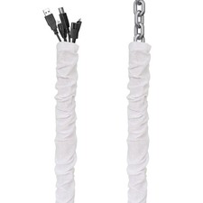 White Fabric Cord Cover, 2 Pcs 6 Feet Chain Cable Sleeve, Chandelier Lighting Wi picture