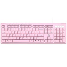 Rii RK907 Ultra-Slim Compact USB Wired Keyboard for MAC and PC-Pink Pink picture