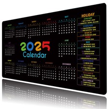 Modern 2025 Calendar Black Mouse Desk Pad for Keyboard Desk Mat 31.5x15.7 inch picture
