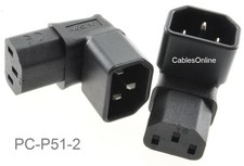 2-Pack Right-Angle UP IEC 320 C14 Male to IEC 320 C13 Female Power Adapters picture