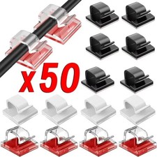 50PCS Adhesive Cable Clips Wire Organizer Cord Holder Desk Home Office Clear picture