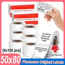 6Rolls 50x80mm Thermal Labels Sticker Label for Phomemo M110/M120/M200 Printer picture