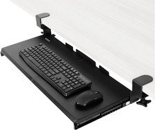 Black Clamp-On Keyboard Tray 27 x 11 Inch Under Desk Ergonomic Mount KB05E picture