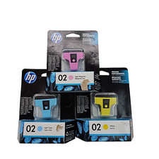NEW Lot Of 3 - Hp 02 Ink Cartridges Cyan Magenta Yellow Sealed picture