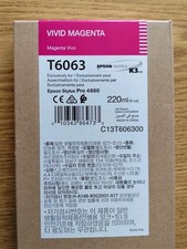 02-2017 GENUINE EPSON T6063 VIVID MAGENTA 220ml K3 INK STYLUS PRO 4880 picture
