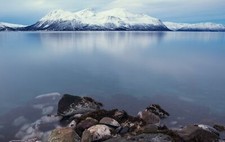 Landscape nature water mountains snowy peak mountain Custom Gaming Mat Desk picture