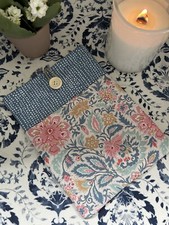 Kindle Padded Sleeve l Pink Floral l 100% cotton l Front pocket l Button closure picture
