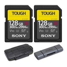 Sony 128GB UHS-II Tough G-Series SD Card 2 Pack Case Reader Bundle FAST picture
