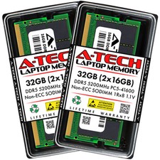 A-Tech 32GB 2x 16GB PC5-41600 DDR5 5200 MHz Non-ECC SODIMM Laptop Memory RAM x2 picture