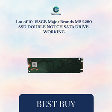 Lot of 10, 128GB Major Brands M2 2280 SSD DOUBLE NOTCH SATA DRIVE. WORKING picture