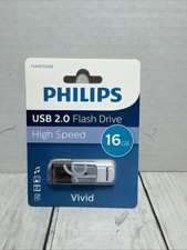 Philips Vivid Edition USB 2.0 Flash Drive 16GB High Speed Blue Swivel Mechanism picture