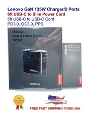 Lenovo GaN 135W Dual Port USB-C PD 3.0 Charger, With 6ft USB-C & 5ft slim Cables picture