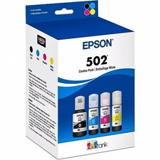 Epson 502 Genuine OEM EcoTank Ink Bottles 4 Pack T502120-BCS For ET-2850 ET-4850 picture