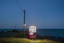 Landscape photography ocean view water vending machine Custom Gaming Mat Desk picture